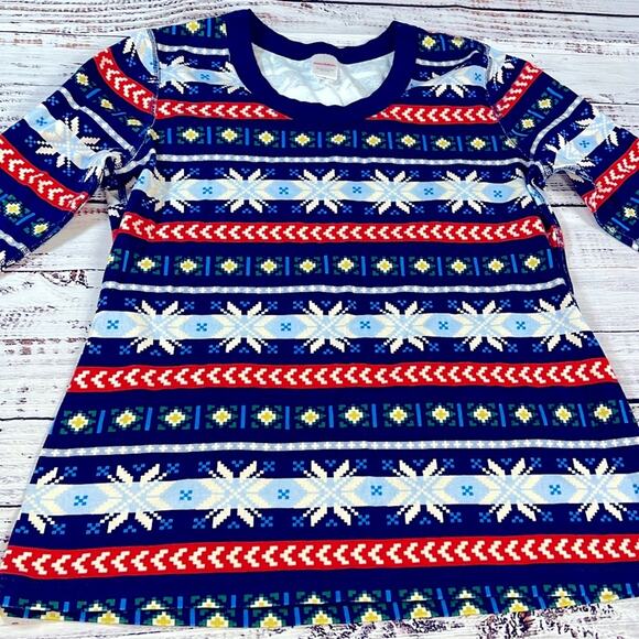 Hanna Andersson Colorful Snowflake Patterned Long Sleeve Pajama Top-size Large - Picture 2 of 5